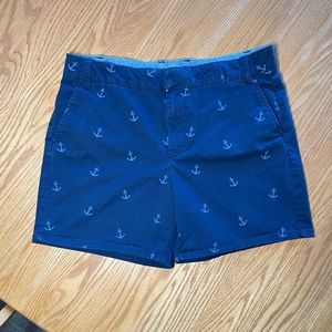 Nautical Navy Blue Shorts with Anchor Print  Size 12   EUC